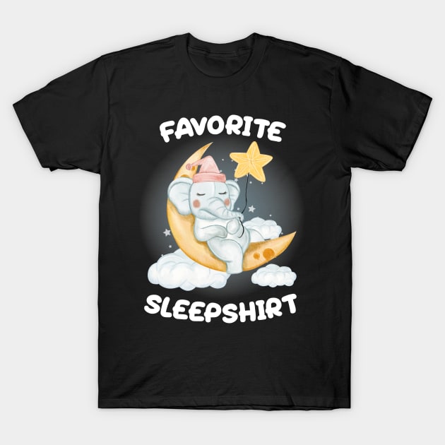 Cute Little Elephant Sleeping on the Moon Nap Favorite Sleep time Pajama T-Shirt by BadDesignCo